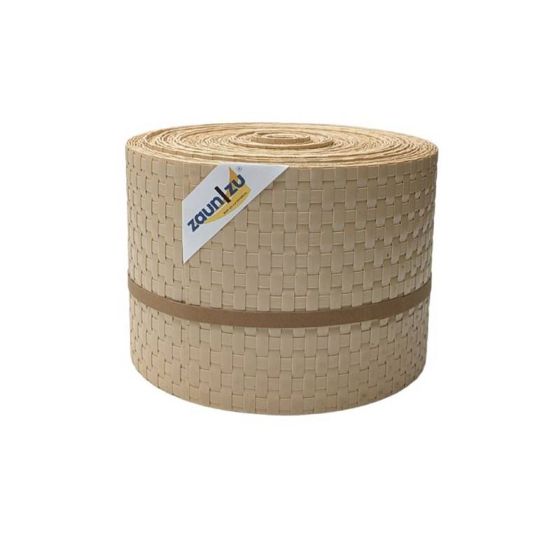 zaunzu Sichtschutzstreifen Rattan PE für Doppelstabmatten Beige 26m, (1x Rolle, UV-beständiger Sichtschutz), 2 Jahre garantierte Farbechtheit von zaunzu