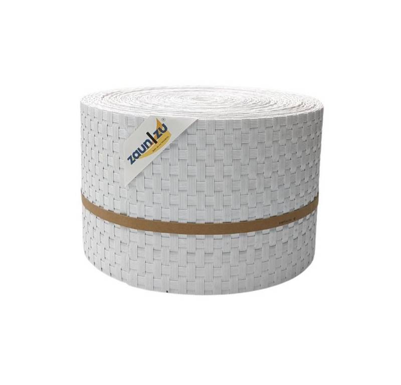 zaunzu Sichtschutzstreifen Rattan PE für Doppelstabmatten Weiß 26m, (1x Rolle, UV-beständiger Sichtschutz), 2 Jahre garantierte Farbechtheit von zaunzu
