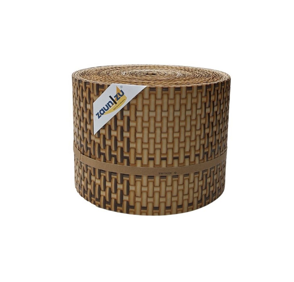 zaunzu Sichtschutzstreifen Rattan PE für Doppelstabmatten Stroh 26m, (1x Rolle, UV-beständiger Sichtschutz), 2 Jahre garantierte Farbechtheit von zaunzu