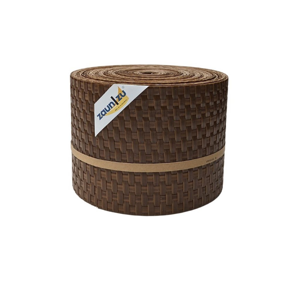 zaunzu Sichtschutzstreifen Rattan PE für Doppelstabmatten Honigbraun 26m, (1x Rolle, UV-beständiger Sichtschutz), 2 Jahre garantierte Farbechtheit von zaunzu