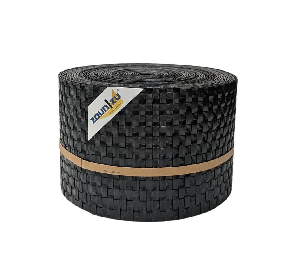 zaunzu Sichtschutzstreifen Rattan PE für Doppelstabmatten Schwarz 26m, (1x Rolle, UV-beständiger Sichtschutz), 2 Jahre garantierte Farbechtheit von zaunzu