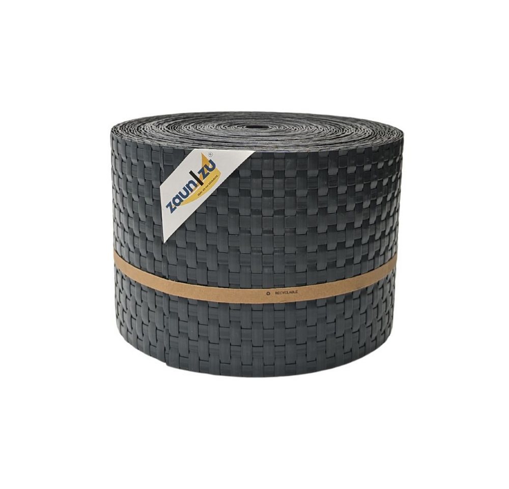 zaunzu Sichtschutzstreifen Rattan PE für Doppelstabmatten Anthrazit 26m, (1x Rolle, UV-beständiger Sichtschutz), 2 Jahre garantierte Farbechtheit von zaunzu