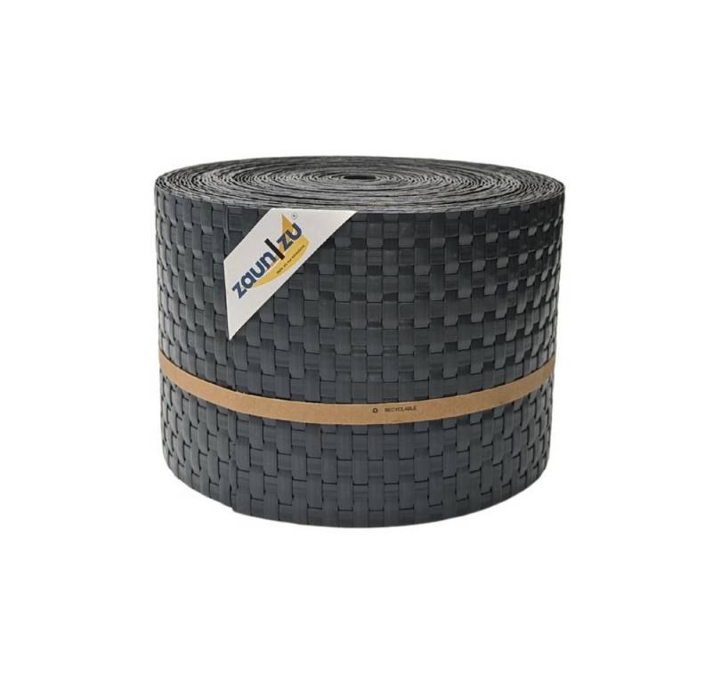 zaunzu Sichtschutzstreifen Rattan PE für Doppelstabmatten Anthrazit 26m, (1x Rolle, UV-beständiger Sichtschutz), 2 Jahre garantierte Farbechtheit von zaunzu