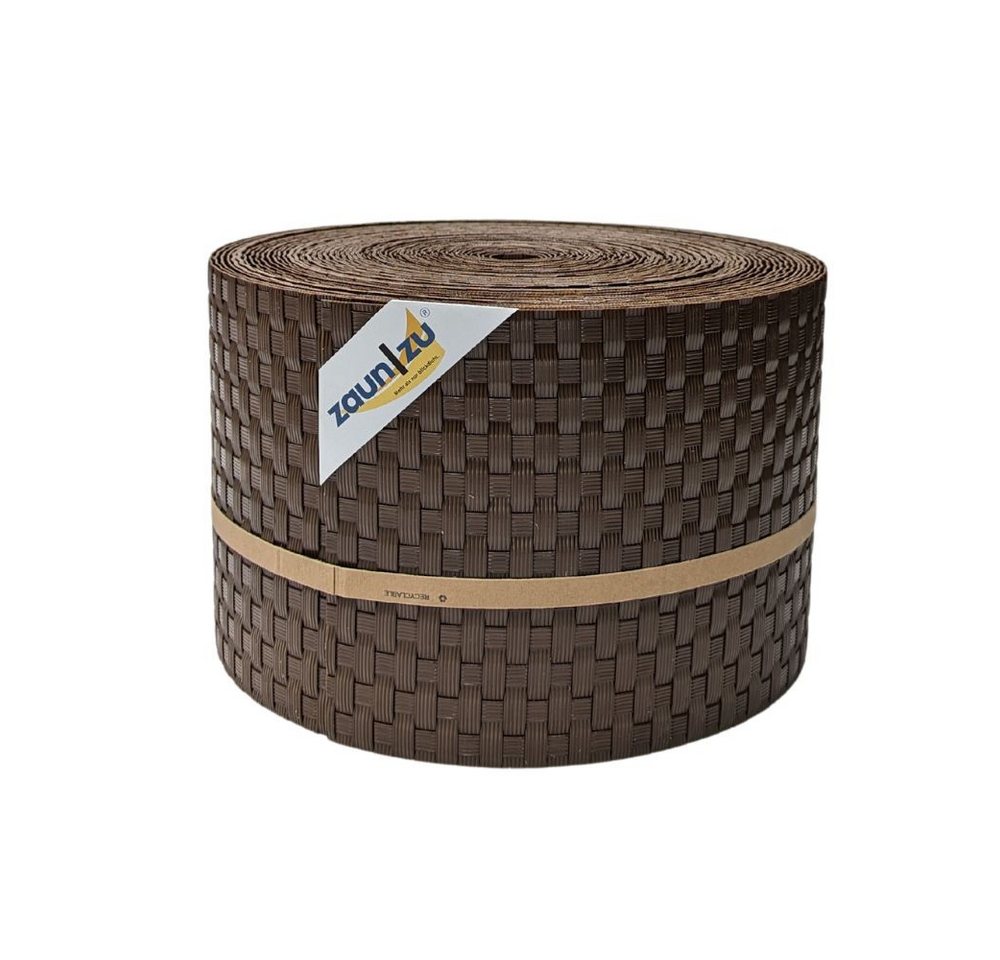 zaunzu Sichtschutzstreifen Rattan PE für Doppelstabmatten Braun 26m, (1x Rolle, UV-beständiger Sichtschutz), 2 Jahre garantierte Farbechtheit von zaunzu