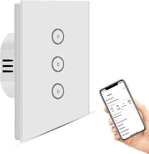 Zauzau Smart ZigBee Lichtschalter, intelligenter Wandschalter Kompatibel mit Alexa und Google Home 3 fach 1 Weg Unterputz Schalter mit Kristall Glaspanel, Weiß (Hub erforderlich) Zauzau Smart ZigBee Lichtschalter, intelligenter Wandschalter Kompatibel mit Alexa und Google Home 3 fach 1 Weg Unterputz Schalter mit Kristall Glaspanel, Weiß (Hub erforderlich) von zauzau
