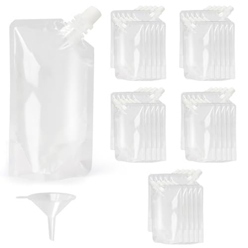 50 Stück Trinkbeutel Set, Wiederverwendbar Getränke Beutel mit Trichter 50 Stück Trinkbeutel Set, Wiederverwendbar Getränke Beutel mit Trichter von zavehony