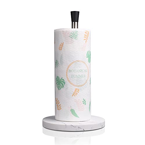 ZCCZ KüChenrollenhalter Stehend Edelstahl Serviettenhalter FüR Klopapier Aufbewahrung, KüChenrollenhalter Mit Rutschfestem Boden chwerer Sockel, Marmoroptik Kitchen Roll Organizer von zccz