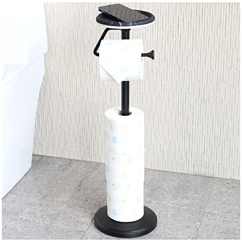 ZCCZ Toilettenpapier Halter Stand mit Regal, freistehender Toilettenpapier Roll Halter Badezimmer Tissue Roll Toilettenpapier Halter Spender Stand Reserve Lagerung 5 Tissue Rolls auf Schwarz von zccz