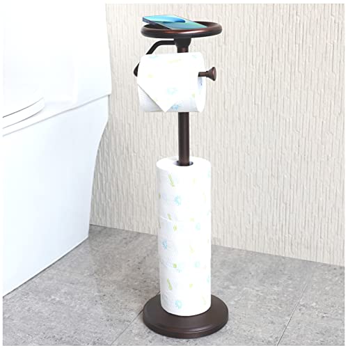 ZCCZ Toilettenpapier Halter Stand mit Regal, freistehender Toilettenpapier Roll Halter Badezimmer Tissue Roll Toilettenpapier Halter Spender Stand Reserve Lagerung 5 Tissue Rolls auf, ORB von zccz