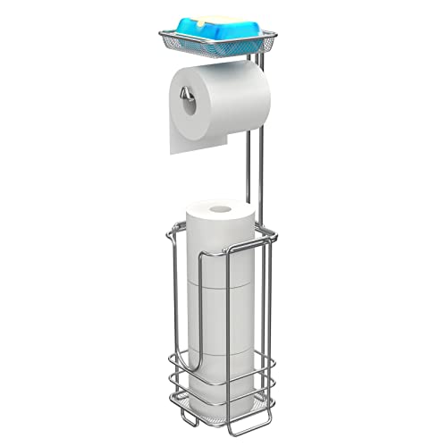 zccz Toilettenpapierhalter - Freistehender Toilettenpapierhalter - Toilettenpapierhalter für das Badezimmer - Tissue-Halter für das Badezimmer mit Regal (Silber) von zccz
