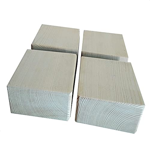 12x12cm Echt Holz Möbelerhöher Möbelerhöhung Betterhöhung Bed Riser Möbelfüße Möbelerhöhung Tischerhöher Elefantenfuß für Bett Tischbeine ​Sofafuss 4 Stück (3cm) von zcru004