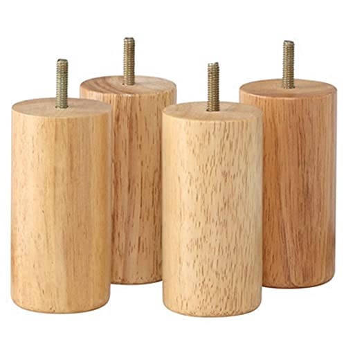 4 Stück Holz Möbelfüße Holz Sofafüße Tischbeine M8 Möbelbeine aus Eiche für Sofa Schrank Kabinett Couch Stühle Bett Holzfarbe (12cm) von zcru004