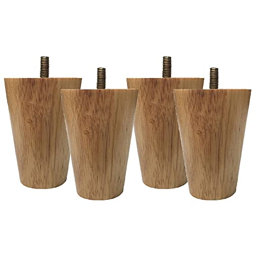 4 Stück Holz Möbelfüße Holz Sofafüße Tischbeine M8 Möbelbeine aus Eiche für Sofa Schrank Kabinett Couch Stühle Bett Holzfarbe (18cm) von zcru004