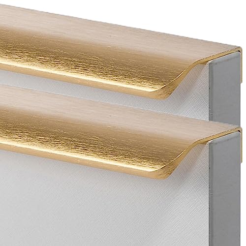 Aluminiumlegierung Unsichtbare Griffe Möbelgriffe Schubladengriff Schrankgriffe Fingerkantenzuggriff Kommode Kabinett Griffe Gebürstetes Gold 2 Stück (Overall length 1500mm) von zcru004