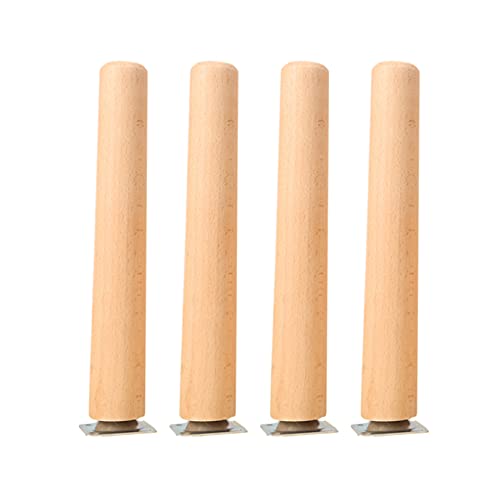 Holz Möbelfüße,Runde Massivholz ?Gerade Tischbeine Möbelfüsse Holz Möbelbeine Ersatz Möbelbeine Sofabeine für Sofa Schrank und Bett 4 Stück Holzfarbe (65cm) von zcru004