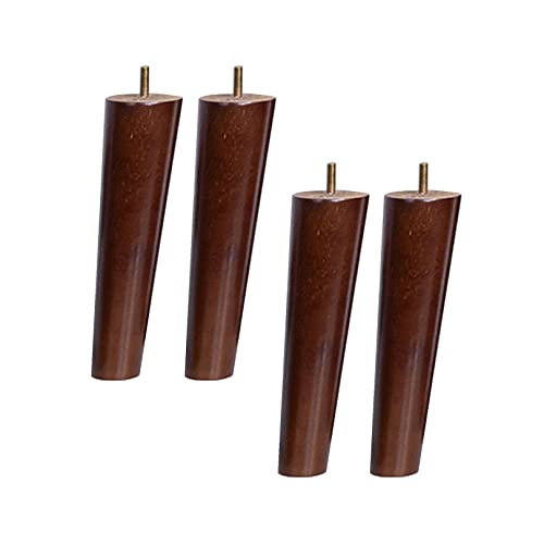 Holz Möbelfüße Schräg Möbelbeine Ersatzfuß Tischbeine mit Vorgebohrten M10 Bolzen für Schrank Sofa Couchtisch TV-Schrank Walnuss Farbe 4 Stück (18cm) von zcru004