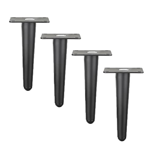 Möbelfüße Metall Möbelfüsse Gerader Kegel Möbelbeine für Möbel für Kaffeetisch Fernsehschrank Sofa Lehrstuhl Schrank Badezimmerschrank Ersatzkabinettfüße Schwarz 4 Stück (12cm) von zcru004