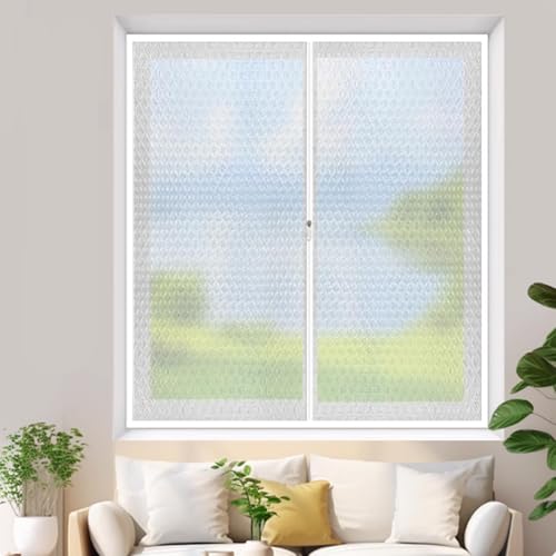 PE-Material Wärmeschutzvorhang Luftpolsterfolie Thermofolie Gegen Kälte Kälteschutzfolie Thermo Vorhang Selbstklebend Fensterisolierfolie für Winter Weiß Seitenrand (85x100cm) von zcru004