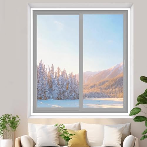 Transparent PE-Material Wärmeschutzvorhang Thermofolie Gegen Kälte Kälteschutzfolie Thermo Vorhang Selbstklebend Fensterisolierfolie für Winter Weiße Seitenrand (185x120cm) von zcru004