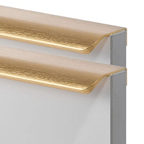 zcru004 Aluminiumlegierung Möbelgriffe Schubladengriff Unsichtbare Griffe Schrankgriffe Geschwungener Fingerkantenzuggriff Kommode Kabinett Griffe Gebürstetes Gold 2 Stück (Overall length 1200mm) von zcru004