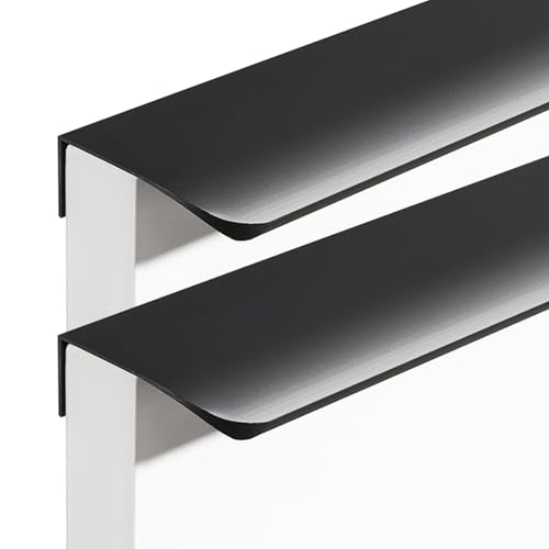 zcru004 Aluminiumlegierung Unsichtbare Griffe Möbelgriffe Schrankgriffe Verdeckter Schubladengriff Fingerkantenzuggriff Kabinett Griffe 2 Stück (Black,Length 600mm) von zcru004