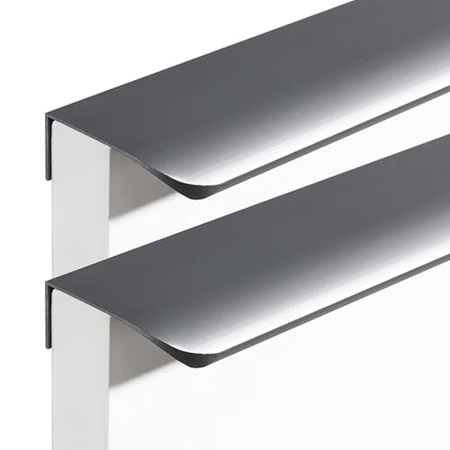 zcru004 Aluminiumlegierung Unsichtbare Griffe Möbelgriffe Schrankgriffe Verdeckter Schubladengriff Fingerkantenzuggriff Kabinett Griffe 2 Stück (Grey,Length 120mm) von zcru004