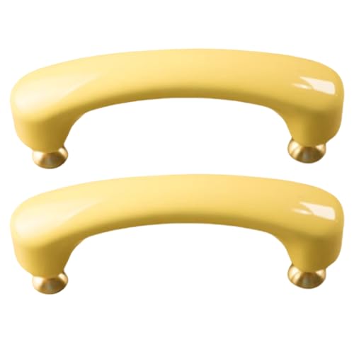 zcru004 Keramik Möbelgriffe Küchengriff Türgriffe Möbelknöpfe Schubladengriffe Küchenschränkegriffe Kleiderschrank Schrankgriffe Mit Messingfuß 2 Stück (Yellow,Hole distance 96mm) von zcru004