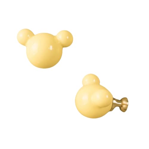 zcru004 Keramik Möbelgriffe Küchengriff Türgriffe Möbelknöpfe Schubladengriffe Küchenschränkegriffe Kleiderschrank Schrankgriffe Mit Messingfuß 2 Stück (Yellow,Little Bear) von zcru004