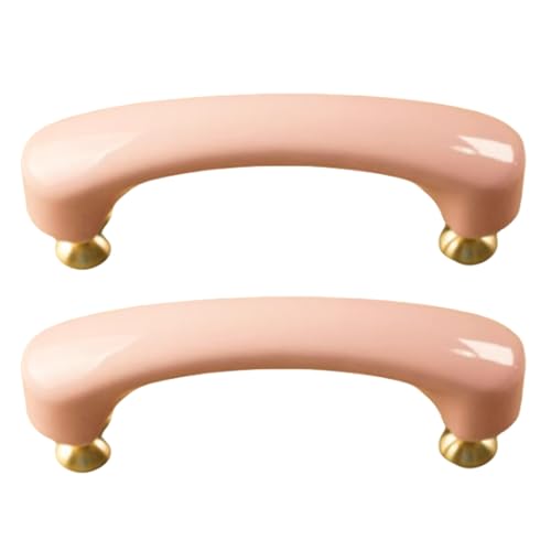 zcru004 Keramik Möbelgriffe Schubladengriffe Küchengriff Türgriffe Möbelknöpfe Küchenschränkegriffe Kleiderschrank Schrankgriffe Mit Messingfuß 2 Stück (Pink) von zcru004