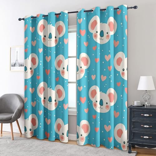 zcwl Kinder Koala Vorhänge, Blue Cartoon Nursery Verdunklungsvorhänge mit Ösen, Vorhang Blickdicht für Wohnzimmer Schlafzimmer Dekoration, Gardinen mit Muster, 2er Set, 160 x 132 cm (HöhexBreite) zcwl Kinder Koala Vorhänge, Blue Cartoon Nursery Verdunklungsvorhänge mit Ösen, Vorhang Blickdicht für Wohnzimmer Schlafzimmer Dekoration, Gardinen mit Muster, 2er Set, 160 x 132 cm (HöhexBreite) von zcwl