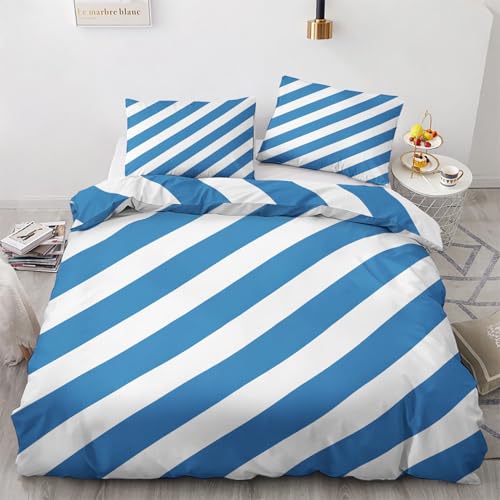 zcwl Streifen Bettwäsche 220x240, Blau Weiß Bettbezug Set 3 teilig, Weiche Kuschelige Mikrofaser Bettwäsche-Sets, Wendebettwäsche und 2 Kissenbezug 80x80 mit Reißverschluss zcwl Streifen Bettwäsche 220x240, Blau Weiß Bettbezug Set 3 teilig, Weiche Kuschelige Mikrofaser Bettwäsche-Sets, Wendebettwäsche und 2 Kissenbezug 80x80 mit Reißverschluss von zcwl