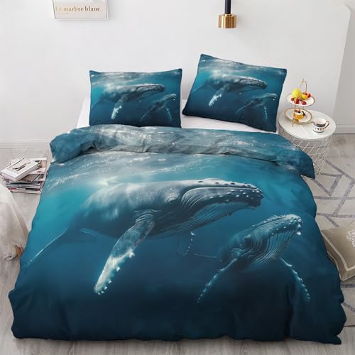 zcwl Wal Bettwäsche 155x220 Sommer, Ozean Bettbezug Set 2 teilig, Weiche Kuschelige Mikrofaser Bettwäsche-Sets, Wendebettwäsche und 1 Kissenbezug 80x80 mit Reißverschluss zcwl Wal Bettwäsche 155x220 Sommer, Ozean Bettbezug Set 2 teilig, Weiche Kuschelige Mikrofaser Bettwäsche-Sets, Wendebettwäsche und 1 Kissenbezug 80x80 mit Reißverschluss von zcwl