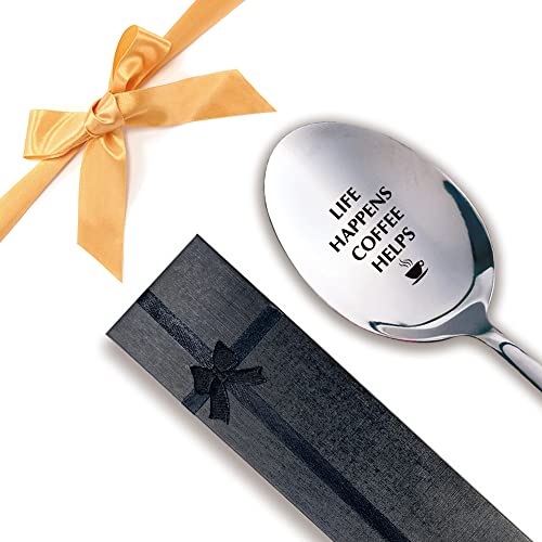 Life Happens Coffee Helps,Funny Engraved Stainless Spoon,Coffee Lover Gifts for men Women,Barista Gifts,Coffee Spoon,Valentines Gifts,Thanksgiving, Christmas Gifts von zcyhtqp
