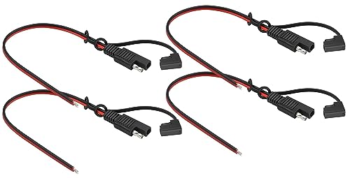 zdyCGTime 18 AWG 2-poliges SAE-Einzelstecker-Schnelltrenn-Verlängerungskabel mit Staubschutzkappe, Solarbatterie-Steckerkabel, SAE-Kabel, geeignet für Motorräder, Autos, Traktoren usw.(4 Stück/30cm) von zdyCGTime