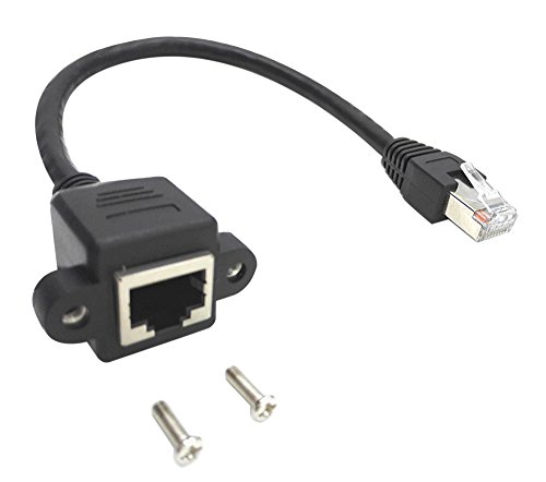 zdyCGTime 25,4 cm CAT6e RJ45 M/F geschirmt Ethernet Netzwerk Schraube Panel Mount Verlängerungskabel，Kompatibel mit Routern, Netzwerkkabeln usw.（25cm） von zdyCGTime