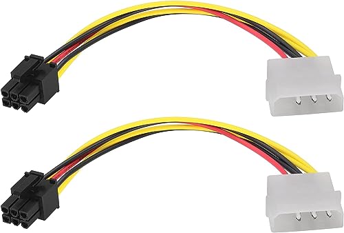 zdyCGTime 4Pin Molex Männlich auf 6-Pin PCI-E Männlich Grafikkarten Netzkabel adapter,Molex to 8Pin,4-Pin Molex auf 6Pin PCI-E Express-Kabel Grafikkarte Adapter Umrechnungsschnur.(17cm/2 Stück) von zdyCGTime