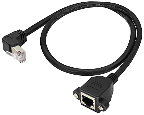 zdyCGTime Cat6 RJ45 90-Grad-Männlich auf Weiblich Abgeschirmter Ethernet-Netzwerk anschluss Verlängerungs kabel für die Panelmontage,8P8C Ethernet Verlängerungskabel für Router usw.(Up/0,6m) von zdyCGTime