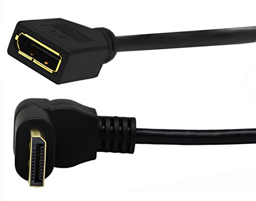 zdyCGTime DP-zu-DP-Kabel,Vergoldet 90° Displayport-Männlich zu Displayport Weiblich Audio- und Video-Extender-Adapterkabel.(30cm/1Stück)(Down M/F) von zdyCGTime