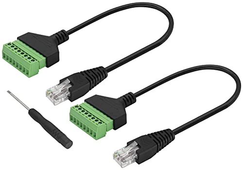 zdyCGTime RJ45-Kristallstecker auf 8-poliges lötfreies Schraubklemmenkabel,RJ45/8P 8C 8Pin Terminal Straight Through Netzwerk-Verlängerungskabel für CCTV DVR Cat6 Cat5 .(30cm/2Stück) von zdyCGTime