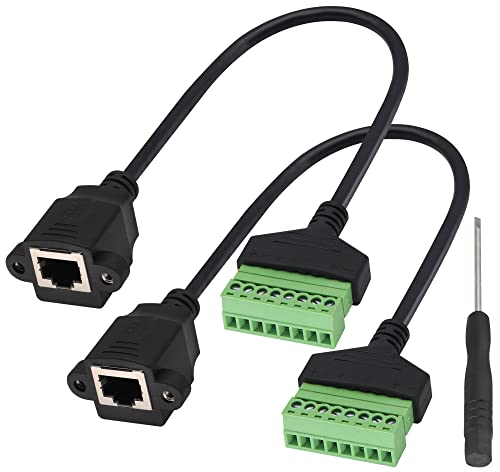 zdyCGTime RJ45-Schraubanschluss kabel RJ45 Weiblich auf 8-poliger lötfreier Draht Schraubanschluss RJ45/8P 8C-Ethernet-Kabel für AV-CCTV-DVR Cat6-Cat5-In-Line-Koppler.(30cm/2Stück) von zdyCGTime