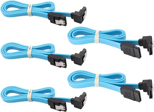 zdyCGTime SATA Kabel III, 6Gbps 90 Grad Rechteck mit Verriegelung 18 Zoll 90-Grad auf 180-Grad Stecker für SATA HDD, SSD, CD Treiber, CD Writer (5 Pack/Blue-90°) von zdyCGTime