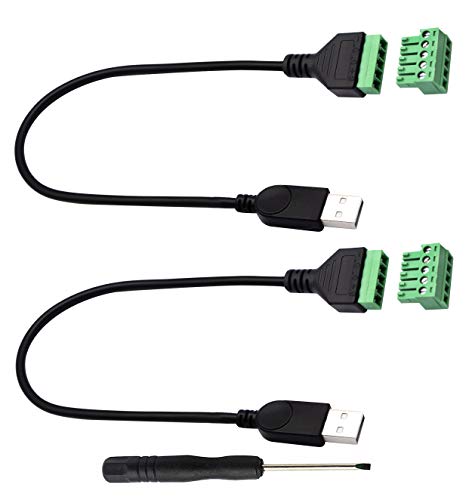 zdyCGTime USB 2.0 Ein Schraubklemmen-Verbindungskabel USB 2.0 Ein Männlich an eine 5-polige/Weg Weiblich,Steckbares Adapterstecker-Konverterkabel mit Abschirmklemme.(30 cm / 2 Stück) von zdyCGTime