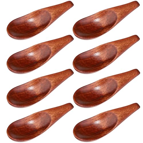 Mini Holzlöffel 8er Set Salzlöffel Kaffeeschaufel Mini-Teelöffel für kleine Gläser Zucker Honig Gewürze (Dunkle Holzfarbe) von zeeooil
