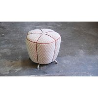 Art Déco Pouf/Hocker Mit Verchromtem Standfuß von zeitflair