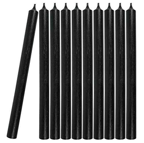 10 Stabkerzen Schwarz Durchgefärbt 28 cm Lang Tropffrei Premium von zeitzone