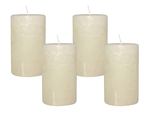 4 Rustic Stumpenkerzen Premium Kerze Creme Weiß 6x10cm - 38 Std Brenndauer 4 Rustic Stumpenkerzen Premium Kerze Creme Weiß 6x10cm - 38 Std Brenndauer von zeitzone