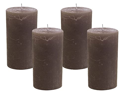 4 Rustic Stumpenkerzen Premium Kerze Dark Taupe 7x15cm - 65 Std Brenndauer 4 Rustic Stumpenkerzen Premium Kerze Dark Taupe 7x15cm - 65 Std Brenndauer von zeitzone