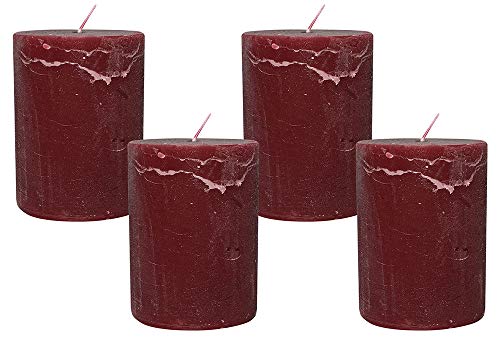 4 Rustic Stumpenkerzen Premium Kerze Dunkelrot 7x10cm - 45 Std Brenndauer 4 Rustic Stumpenkerzen Premium Kerze Dunkelrot 7x10cm - 45 Std Brenndauer von zeitzone