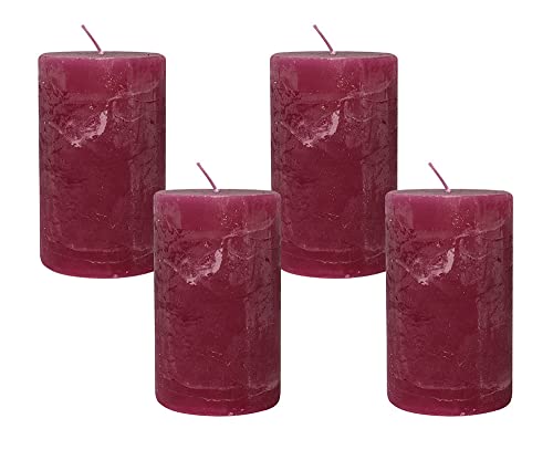 4 Rustic Stumpenkerzen Premium Kerze Fuchsia Pink 6x10cm - 38 Std Brenndauer 4 Rustic Stumpenkerzen Premium Kerze Fuchsia Pink 6x10cm - 38 Std Brenndauer von zeitzone