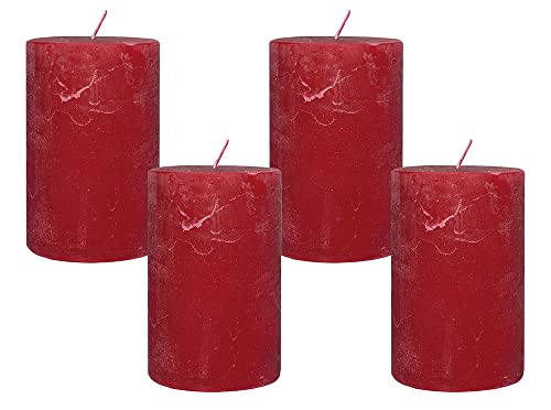 4 Rustic Stumpenkerzen Premium Kerze Rot 6x10cm - 38 Std Brenndauer 4 Rustic Stumpenkerzen Premium Kerze Rot 6x10cm - 38 Std Brenndauer von zeitzone
